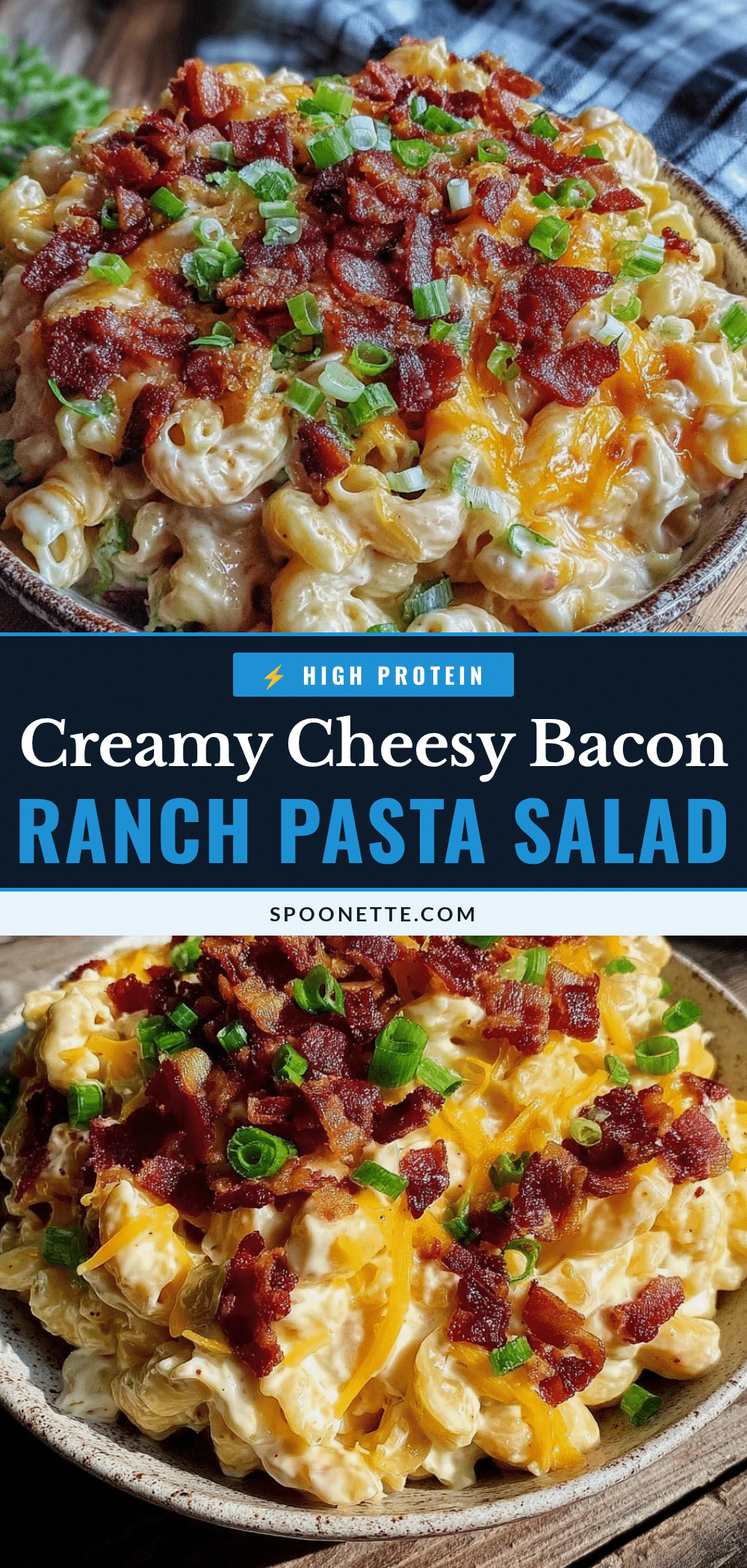 creamy cheesy bacon ranch pasta salad recipe