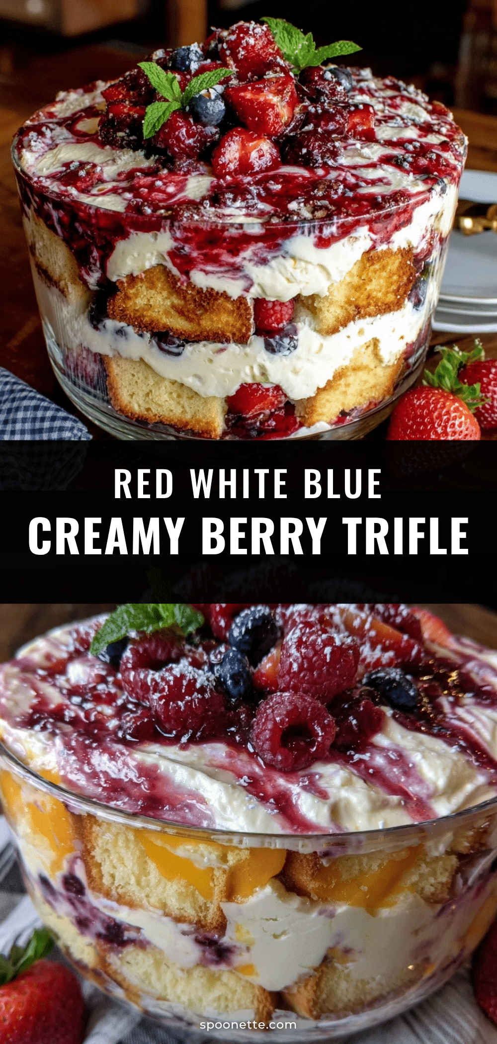 creamy red white blue berry trifle recipe