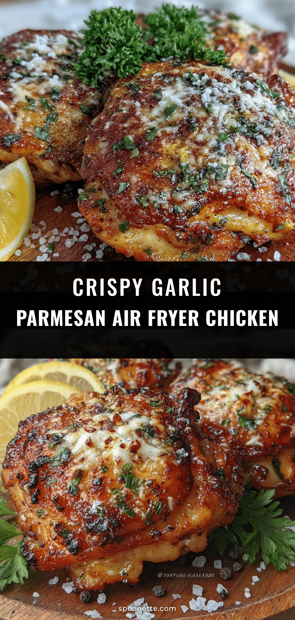crispy garlic parmesan chicken thighs air fryer recipe