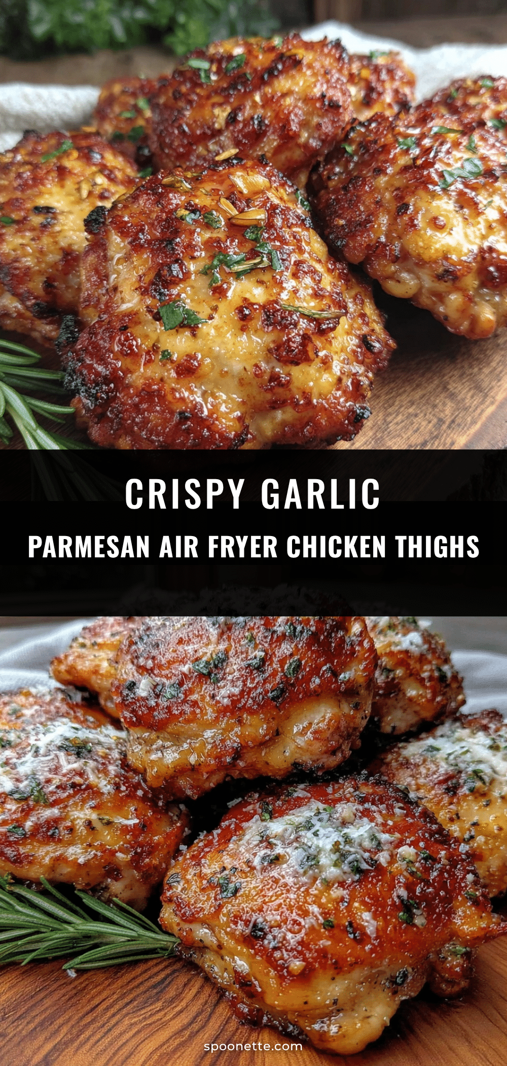 crispy garlic parmesan chicken thighs air fryer recipe