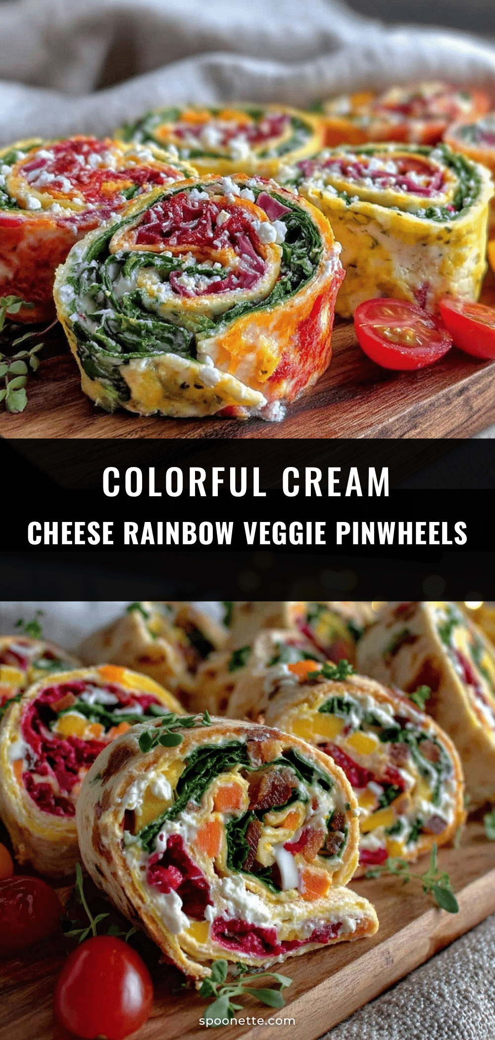 fresh rainbow veggie pinwheels recipe